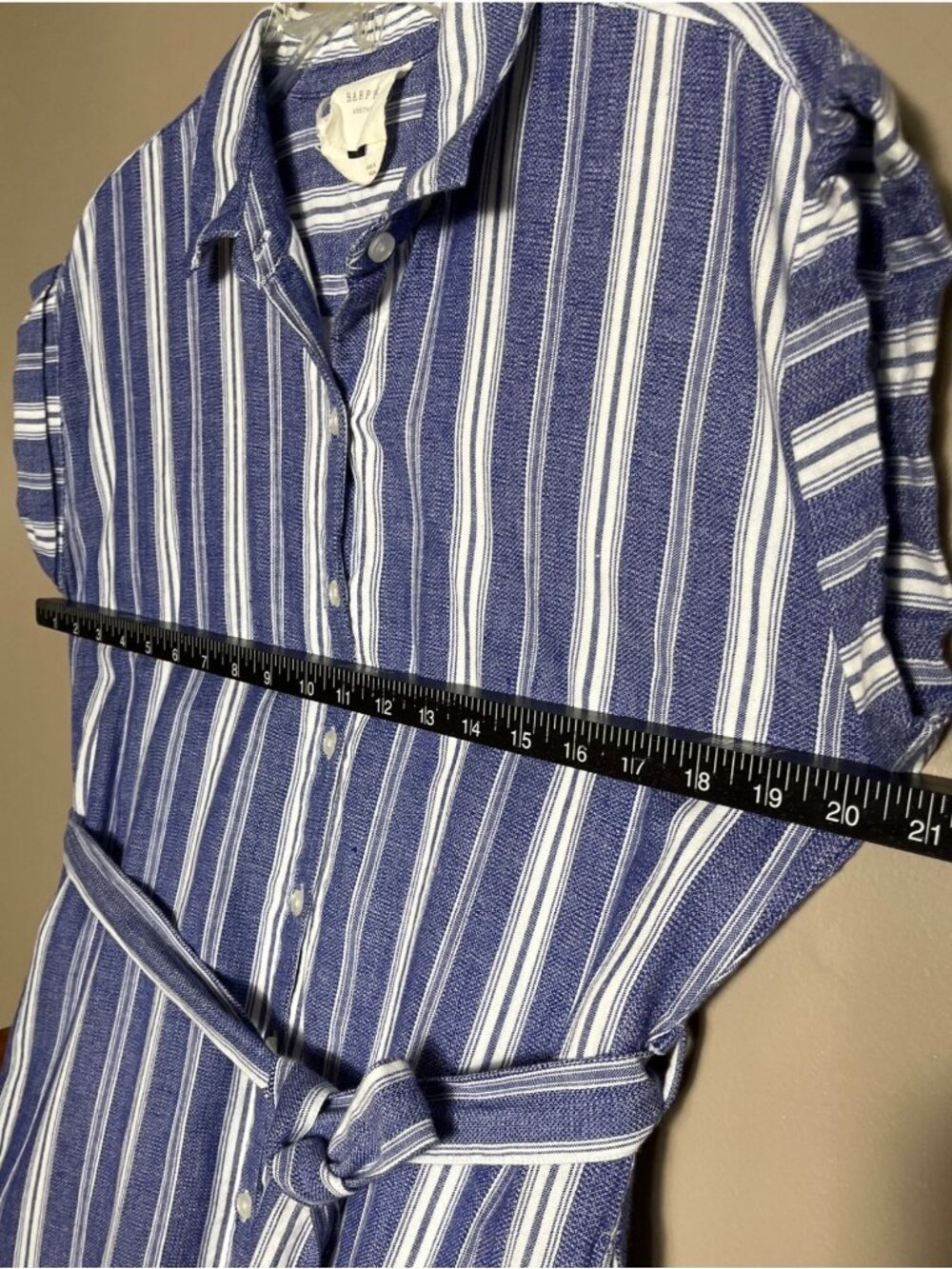 Harper Heritage Shirt Dress Blue Button Preppy Summer Casual Tunic Pockets Wom M - Picture 9 of 12